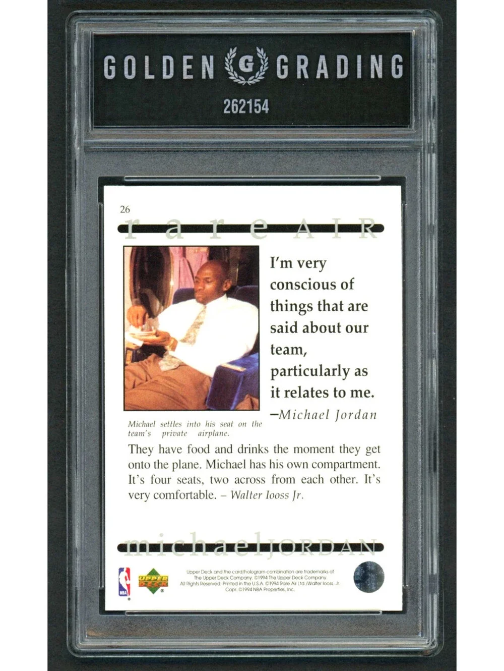 1994 Upper Deck MJ Rare Air #26 Michael Jordan Bulls HOF Graded Mint 9
